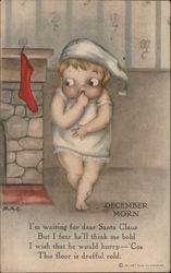 Boy Sneaking Down to See Pressents - December Morn Postcard