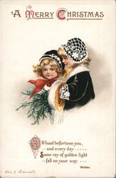 A Merry Christmas - Two Children Ellen Clapsaddle Postcard Postcard Postcard