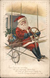 Santa Flying an Airplane Santa Claus Postcard Postcard Postcard