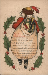 Santa's Toy Bag Is on His Back With a Letter From Him on it Santa Claus Postcard Postcard Postcard