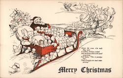 Santa in Sleigh of Kewpies - Merry Christmas Postcard