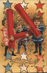 4th of July: Children with Fireworks Postcard