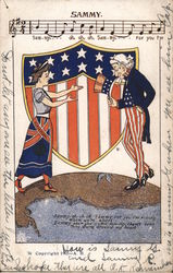 England Greeting Uncle Sam Postcard