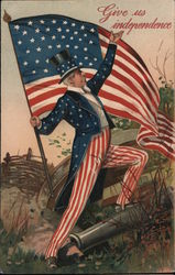 Uncle Sam with Flag: Give Us Independence Postcard