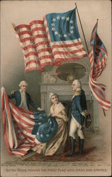 Betsy Ross Making the First Flag with Stars and Stripes Postcard