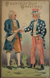 Fourth of July Greetings: Jefferson and Uncle Sam 4th of July Postcard Postcard Postcard