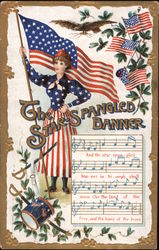 Woman Holding Flag: The Star Spangled Banner Postcard