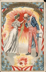 Lady Liberty with Uncle Sam: For the Fourth of July Postcard