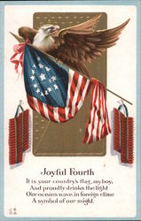 Joyful Fourth (American Eagle holding flag) 4th of July Postcard Postcard Postcard