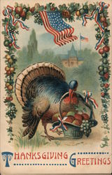 Thanksgiving Turkey Carrying Basket Turkeys Postcard Postcard Postcard