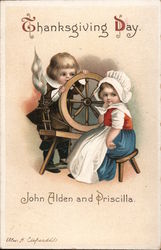 Thanksgiving Day John Alden and Priscilla Postcard