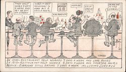 Union, Pro-Labor Diner Customers Complaining About Work Hours Social History Postcard Postcard Postcard