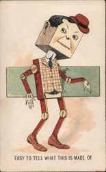 Man Made of Blocks and Sticks Postcard