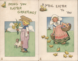 Set of 2: Dutch Children Easter Greetings With Children Postcard Postcard Postcard