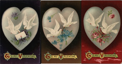 Set of 3: Doves & Hearts "To My Valentine" Series 8600 Postcard