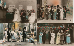 Set of 4: Art Deco French Children Wedding Ceremony Postcard Postcard Postcard