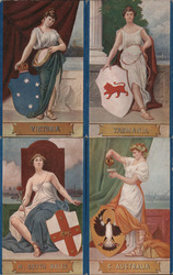 Set of 4: Australian Women, Victoria Tasmania, NSW, SA Postcard