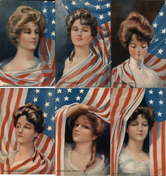 Set of 6: "An American Beauty" Artotype Series Postcard