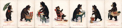 Complete Set of 7: Busy Bears Days of the Week Wall Postcard Postcard Postcard