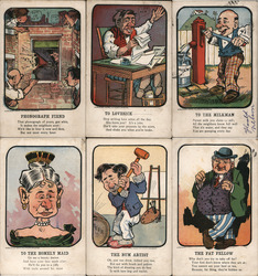 Set of 6: Vinegar Valentines Aurochrome Series Caricatures Myer Postcard Postcard Postcard