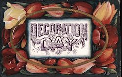 Decoration Day - Painted Flowers Postcard