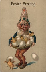 Easter Greeting - Gnome with Eggs and Chicks With Chicks Postcard Postcard Postcard