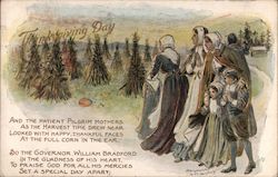 Thanksgiving Day - Pilgrim Women with Poem Pilgrims Postcard Postcard Postcard