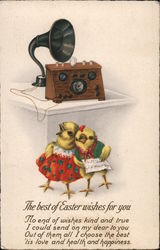 The Best Easter Wishes for You - Chicks with Phonograph With Chicks Postcard Postcard Postcard