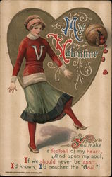 My Valentine - Girl with Football Women Samuel L. Schmucker Postcard Postcard Postcard