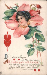 Woman in Rose Flowers Helen E. Jeffers Postcard Postcard Postcard