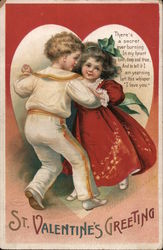 St. Valentine's Greeting - Kids Dancing, Heart Postcard