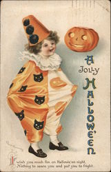 A Jolly Halloween I Wish You Much Fun On Halloween Night, Nothing To Scare You and Put You to Frigh Ellen Clapsaddle Postcard Po Postcard