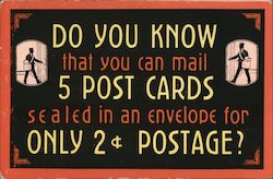 E.C. Kropp Company "You can mail 5 postcards in an envelope for 2c" Postcard