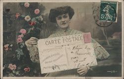 Woman Holding Postcard Post Card Clubs, Collecting, Deltiology Postcard Postcard Postcard