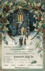 Christmas Post Cards - Church Surrounded by Holly Postcard Postcard Postcard