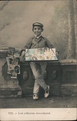 French: Boy Selling Postcards, Street Merchant Children Postcard Postcard Postcard