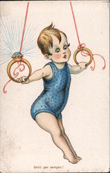 Child Doing Gymnastics On Wedding Rings Postcard