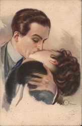 A Man and Woman Hugging and Kissing Postcard