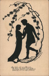 Silhouette of Couple Silhouettes Postcard Postcard Postcard