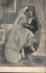 Couple Kissing at Wedding Dinner Marriage & Wedding Postcard Postcard Postcard