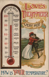 Love's Thermometer - Very Hot - How is Your Temperature Couples Postcard Postcard Postcard