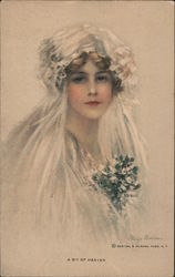 A Bit of Heaven - Woman with Veil and Flowers Marriage & Wedding Postcard Postcard Postcard