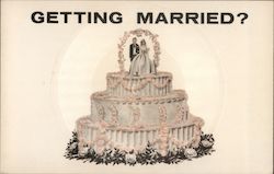 Getting Married Wedding Cake with Bride and Groom Marriage & Wedding Postcard Postcard Postcard