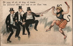 Devil Woman with Men on Strings Devils Postcard Postcard Postcard