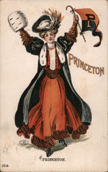 Princeton - Woman with College Flag College Girls Postcard Postcard Postcard