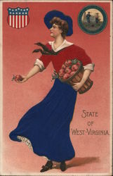 State of West Virginia-Woman with barrell of apples Postcard