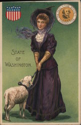 State of Washington - Woman in Black with Lamb Postcard