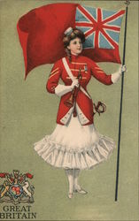 Woman in British Uniform Postcard