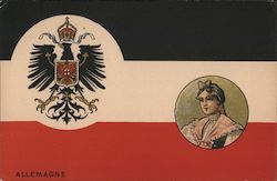 Allemagne Coat of Arms and Woman in Costume Germany Flags Postcard Postcard Postcard