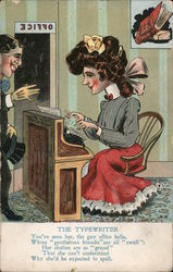 The Typewriter - Woman at Type Writer Postcard